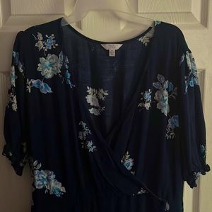 Navy, white and light blue flower midi dress from JCpenny